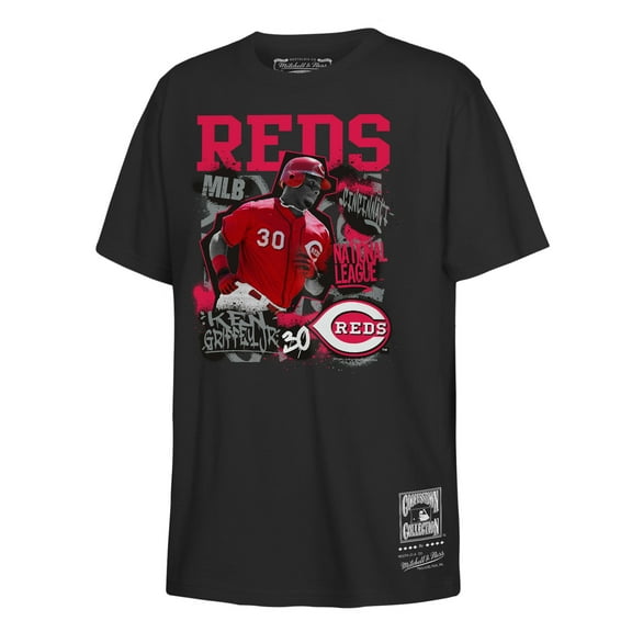 Youth Mitchell & Ness Ken Griffey Jr. Black Cincinnati Reds Cooperstown Star Moment T-Shirt