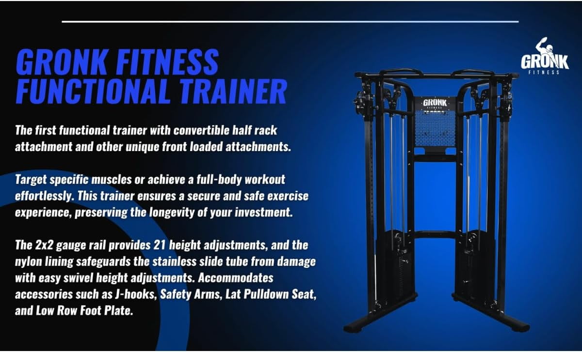Gronk Fitness Functional Trainer with Dual 210lbs Weight Stacks for Cable Workout |Multifunctional Cable Machine for Home & Commercial Gym