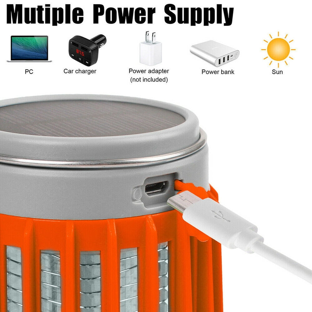 VONTER Bug Zapper,Indoor Outdoor Mosquito Killer Solar Bug Mosquito Zapper Waterproof IP66 built-in battery,emergency flash lamp + outdoor lighting for Bedroom,Kitchen,Hotel,Office - Orange