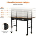 thumbnail image 3 of 60" Adjustable Height Workbench with 2000 Lbs Load Capacity, Heavy Duty Rubber Wood Top, Mobile Rolling Work Table with Drawer, Pegboard, Power Outlets & Lockable Wheels for Garage Workshop, 3 of 8
