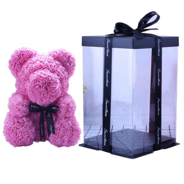Oso de rosas con flor eterna, regalo de San Valentín, Tanabata, floristería, supermercado, oso de espuma de PE para abrazar flores, oso de rosas