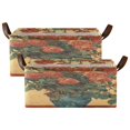 thumbnail image 2 of Oil Painting Patterns for Red Rose Pots Storage Basket Soccer Plaid Fabric Hoard Box Oversized Collapsible Closet Organizer with Metal Iron Frame 16.9×11.4×7.7in, 2 of 8