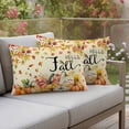 thumbnail image 4 of Orange Hello Fall Outdoor Pillow Covers 20"x12" Set of 2,Waterproof Throw Pillow Covers for Patio Furniture,Thanksgiving Pumpkins Maple Leaf Decorative Cushion Pillowcases for Garden Porch Couch Sofa, 4 of 9