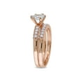 thumbnail image 2 of 3/4 Carat (Ctw) Aquamarine with Diamond 1/3 Carat (Ctw) Bridal Set Ring in 10K Pink Gold for Women, 2 of 6
