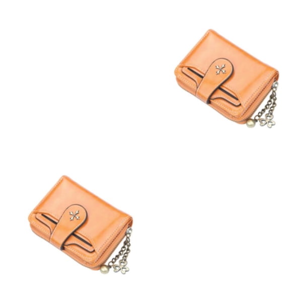 Minnieouse Cartera de mujer de cuero PU Split cartera femenina carteras con cremallera multifunción pequeño tarjetero bolso amarillo Amarillo 2piezas
