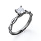 thumbnail image 4 of JeenMata Anillo de Compromiso de 4 Puntas con Diamantes de Talla Princesa con Detalles Pavé en Oro Negro de 10 K, 4 of 6