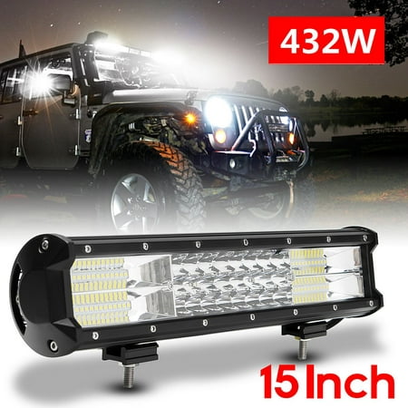 15'' 432W 72 LED Car LED Work Light Bar Flood Combo Strip Driving Night Lamps Fog Light for Off Road 