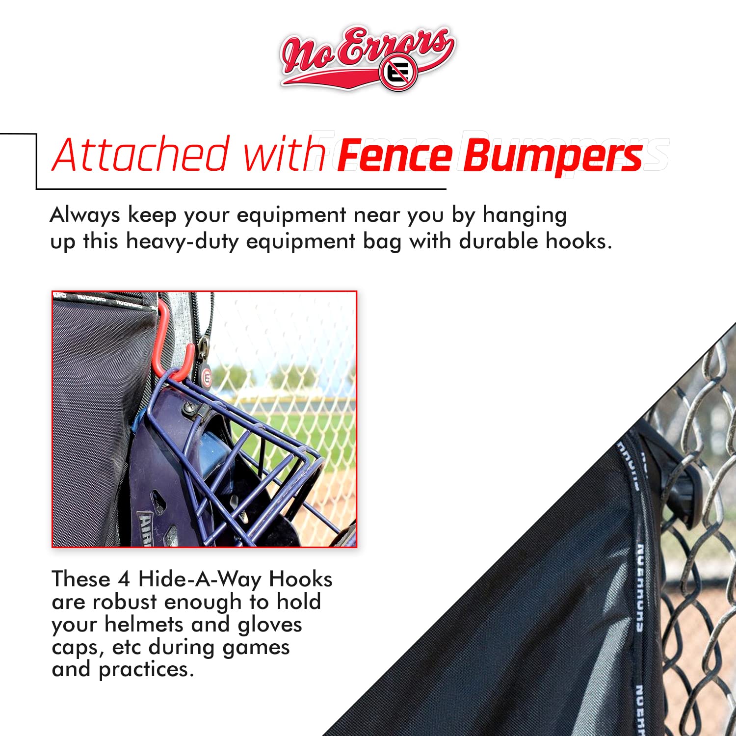 No Errors NO E2 Wheeled Catchers Gear Bag - Large Baseball and Softball Bag for Catcher’s Equipment with Fatboy Wheels