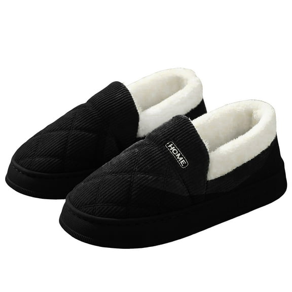 Women's Men's Fuzzy Memory Foam Slippers Closed Back Cordurory Bedroom House Shoes Winter Warm Indoor Ourdoor Slip on Booties