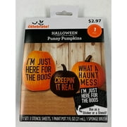 Way To Celebrate Halloween Pumpkin No-Carve Decoration Punny Pumpkin Kit Boo.