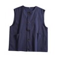 thumbnail image 5 of OSOLU Men's Tank Tops Loose Fit Sleeveless Solid Color Open Front Button Casual Summer Outdoor Activities Classic Seaside Vest, 5 of 5
