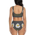 thumbnail image 3 of Wukai Keep Life Simple Daisy Flower Women's Bikini Set Two Piece,wimsuit High Waisted V Neck Twist Front Adjustable Spaghetti Straps Bathing Suit-XX-Large, 3 of 7
