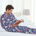 thumbnail image 6 of Salouo mushroom Skull rainbow color Print Button-Front Long Sleeve Pajama Set for Men, Soft 2Pjs Men's Long Sleeve Sleepwear-Small, 6 of 7