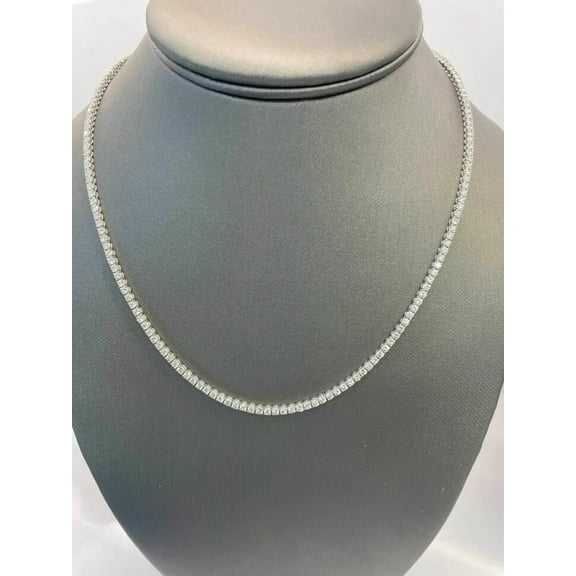 Beautifull 10CT Round Cut Lab Created Diamond 4MM Tennis Necklace 14K White Gold Plated Silver 18"
