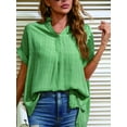 thumbnail image 2 of Musefolio Women V Neck Short Sleeve Shirts Plaid Loose Flowy Blouse S-XXL, 2 of 6