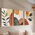 thumbnail image 4 of Set of 3 Boho Botanical Geometry Abstract Wall Art - Frameless Canvas Posters with Earth Tones Abstract Shapes, Modern Home Decor for Apartment, Bedroom, Living Room - Minimalist Geometric Design in, 4 of 4