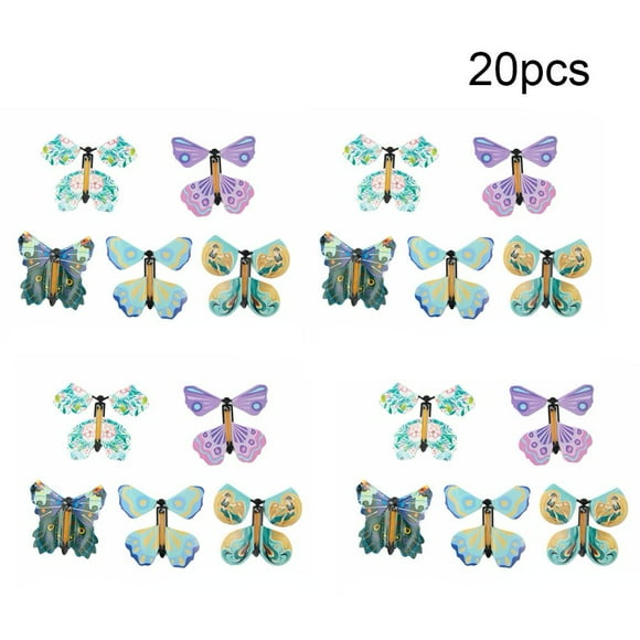 CHOK 20Pcs Magic Flying Butterfly Card Surprise Wind Up Butterfly in The Book Rubber Band Powered Magic Fairy Flying Toy Great Xmas Gifts Surprise Gift Teacher Appreciation Gift