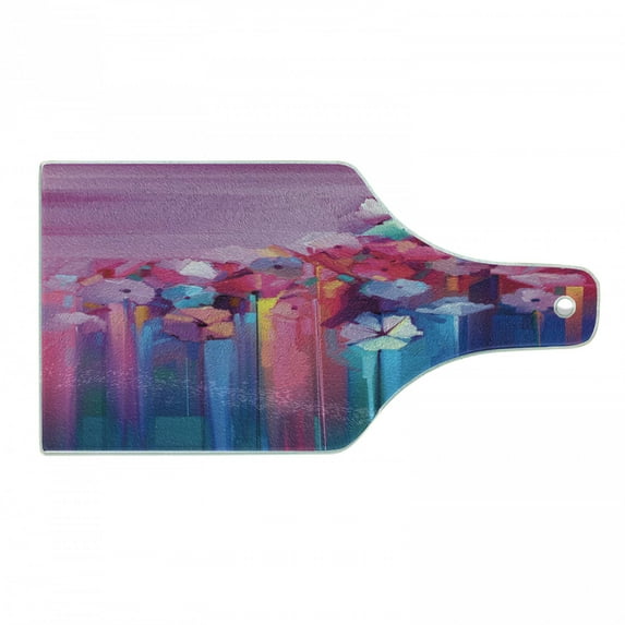 Gerber Daisy Cutting Board, Oil Painting Print with Abstract Vibrant Flower Petals, Decorative Tempered Glass Cutting and Serving Board, in 3 Sizes, by Ambesonne