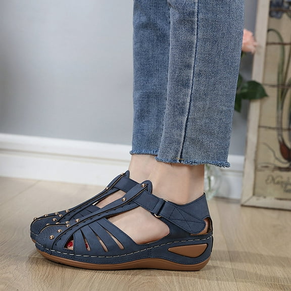 AXXD Wedge Sandals for Women Sandals With Arch Support Summer Casual Comfortable Hollowed Out Sandals