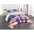 thumbnail image 3 of Ambesonne United States Quilted Bedspread Set 3 Pcs, Grungy Flag and Eagle, Queen Size, Navy White Red, 3 of 5