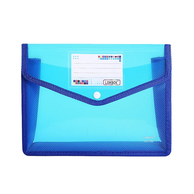 Clearance! Plastic File Folders Envelope Expanding File Wallet Organizer Documents Folder with Snap Closure and Pocket A5 Size Transparent File Pouch for School (Assorted Color Vertical) Blue