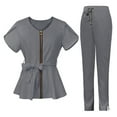 thumbnail image 5 of Gray Scrubs For Woman Set,Scrubs for Women Set with Zip Medical Scrub Set Nursing Top & Pant Solid Modern Sexy Design Uniforms Clearance - Gray - XXL, 5 of 5