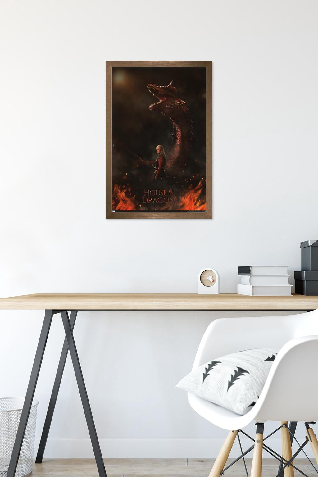 House of the Dragon - Daemon Dragon One Sheet Wall Poster, 14.725" x 22.375" Framed