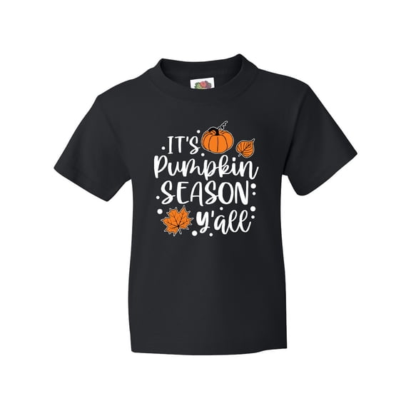 Inktastic Thanksgiving It's Pumpkin Season Y'all with Fall Leaves Youth T-Shirt