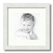 ArtToFrames 12x12" Matted Picture Frame with 8x8" Single Mat Photo Opening Framed in 1.25" Satin White Frame and 2" Porcelain Mat (FWM-3966-12x12)