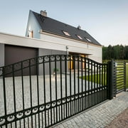 ALEKO Steel Single Swing 18 x 6 feet Black Driveway Gates Paris Style