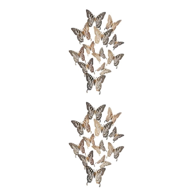 Baohd Add Of Color With Colorful Butterflies Wall Stickers Decorative Butterflies Simulated Butterflies Home Decor LK12 Champagne 2Set