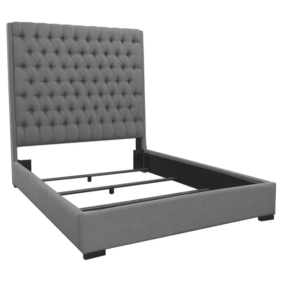 Upholstered Bed, Queen, Grey/Dark Brown