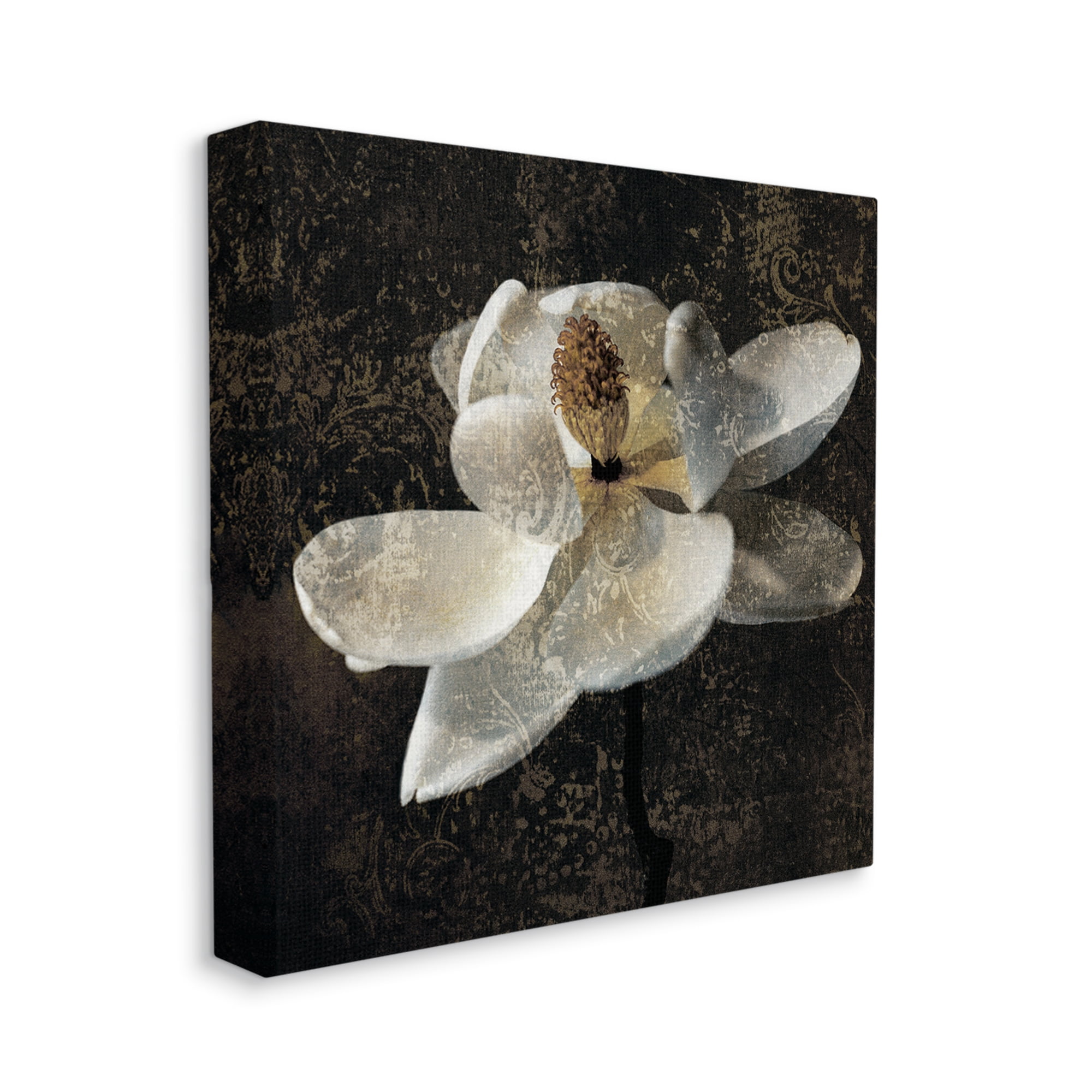 Stupell Industries Rustic Magnolia Flower Botanical & Floral Painting Gallery Wrapped Canvas Art Print Wall Art, 24 x 24
