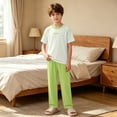 thumbnail image 4 of Cethrio Girls' Pajama Sets Short Sleeve, Casual 2 Piece Knitted Summer Girls' Sleepwear Green Size 12-13 T, 4 of 4