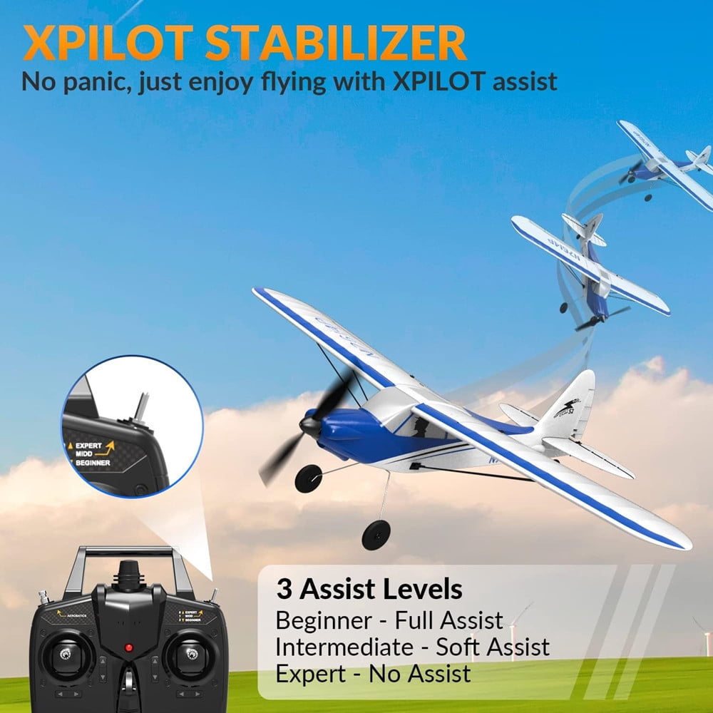 Volantex RC Plane Sport Cub 500 Glider Aircraft Aerobatic 2.4G 4CH RC Fighter RTF for Beginner Blue