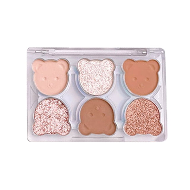 DHARMONAL Bear Pattern Six Colors Eye Shadow Disc Pearlescent Fine Flash Eye Shadow Functional Eye Shadow Pencil Makeup Stick Eye Stones Makeup Profusion Pearls for Eye Makeup