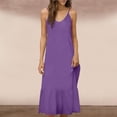 thumbnail image 2 of Vestido Largo de Hombro sin Mangas Cómodo sin Mangas Vestido Sólido de Cuello Redondo para Verano Y Primavera Vestido Casual Pantalones para Mujeres, 2 of 6