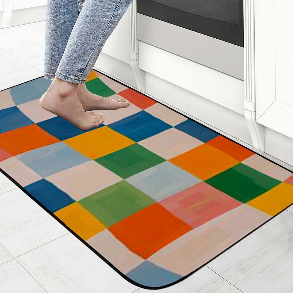 Qinduosi Retro Wavy Checkered Door Mat,Welcome Doormat Decorative Home Floor Mat, Non Slip Rubber Back and Water Absorption for Outdoor Indoor Entrance Decor 19.68*47.24 in