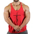 thumbnail image 2 of Camiseta sin mangas con capa Base y letras de Color sólido de verano para hombre, camiseta informal deportiva holgada al por mayor, 2 of 5