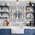 thumbnail image 2 of Texas Star Navy Blue Kitchen Curtains Window Panels, Farmhouse Vintage Art Wooden Insulated Window Treatment Curtain, Grommet Curtains for Bedroom/Living Room/Bathroom, 2 Piece 52"Wx84"L, 2 of 8