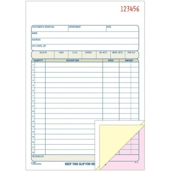 Adams Business Forms 5.56 x 8.43 in. 3 Part Carbonless 3-Part Sales Order Books, 50 per Sheets