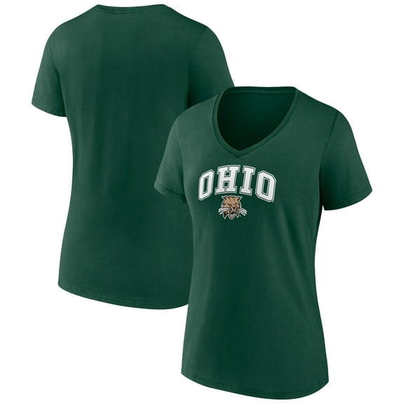 Women's Green Ohio Bobcats Campus V-Neck T-Shirt