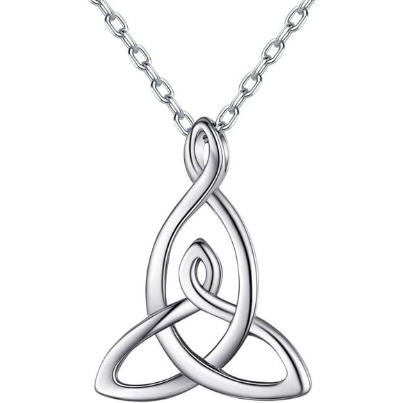 Celtic Motherhood Knot Necklace 925 Sterling Silver Triquetra Vintage Triangle Pendant Necklace Irish Good Luck Jewelry for Women