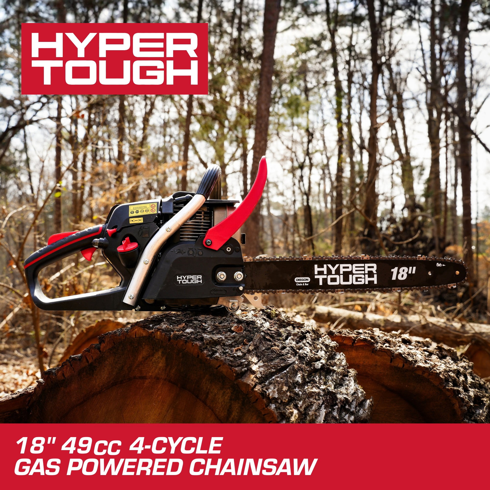 Hyper Tough 18" 49cc 4-Cycle Gas Powered Chainsaw with Carry Case