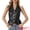 Black, variant on DARING DIVA Women's Faux Leather Vest Button Down V Neck Halter Vest XS Black