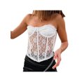 thumbnail image 1 of VISgogo, blusas cortas de encaje con encanto para mujer, corsé transparente bordado de Color sólido sin mangas de corte bajo para primavera y verano VISgogo  moda, 1 of 2