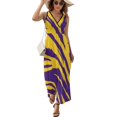 thumbnail image 2 of Purple And Gold Tailgate Swag - Claw Marks Dress Summer Street Style Bohemia Long Dresses Female Sleeveless Printed Maxi Dress, 2 of 9