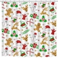 thumbnail image 2 of Cortina de ducha de Navidad para baño, diseño de pan de jengibre, hombre, estrellas, renos, muñeco de nieve, decoración de baño, lavable, duradera, tela de poliéster, 2 of 4