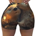thumbnail image 2 of Daiia Adorable Otter Pair Hug Pattern Women's Workout Shorts Biker Shorts - High Waisted Workout Spandex Tummy Control Gym Running Yoga Shorts-Large, 2 of 8