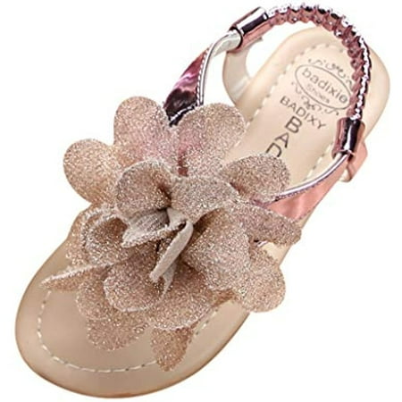 

Viviplus Baby Girls Cute Sandals Little/Big Girls Shoes Princess Shoes Solid Shoes 3D Flower Sequins Sandals for 1-12 Yrs